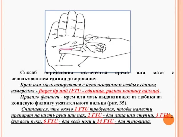 Способ определения количества крема или мази с использованием единиц дозирования Крем