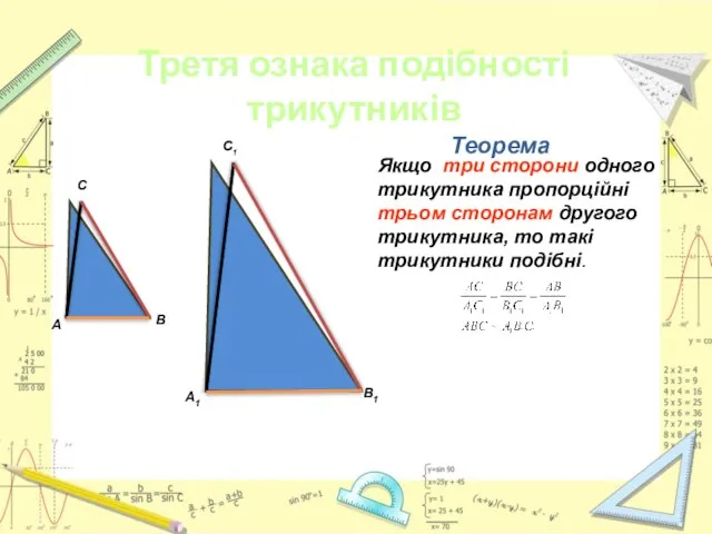 Теорема В1 Якщо три сторони одного трикутника пропорційні трьом сторонам другого