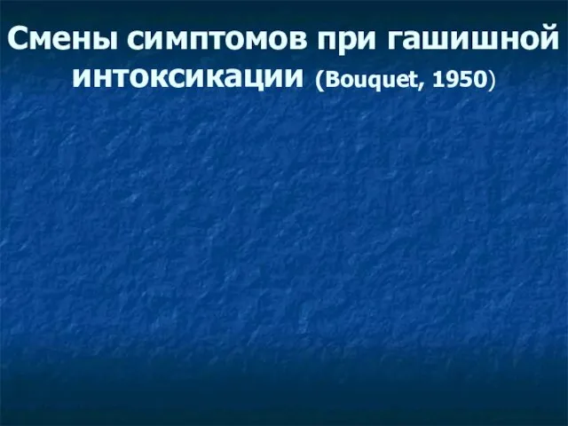 Смены симптомов при гашишной интоксикации (Bouquet, 1950)‏