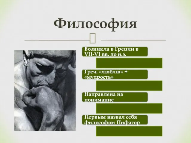 Философия Возникла в Греции в VII-VI вв. до н.э. Греч. «люблю»