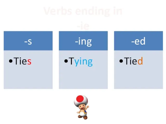 Verbs ending in -ie