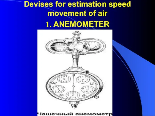 Devises for estimation speed movement of air 1. ANEMOMETER