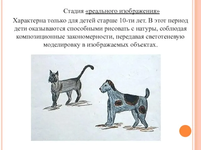 Стадия «реального изображения» Характерна только для детей старше 10-ти лет. В