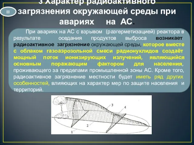 3 Характер радиоактивного загрязнения окружающей среды при авариях на АС. При