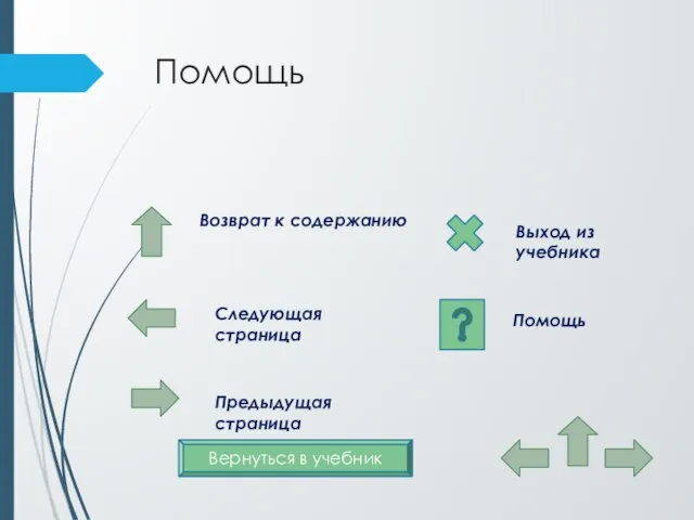 Помощь Возврат к содержанию Следующая страница Предыдущая страница Выход из учебника Помощь Вернуться в учебник