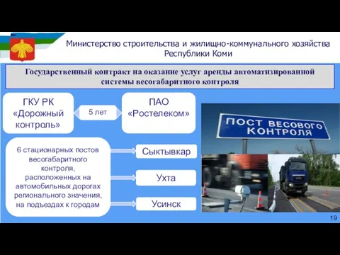 ГКУ РК «Дорожный контроль» 6 стационарных постов весогабаритного контроля, расположенных на