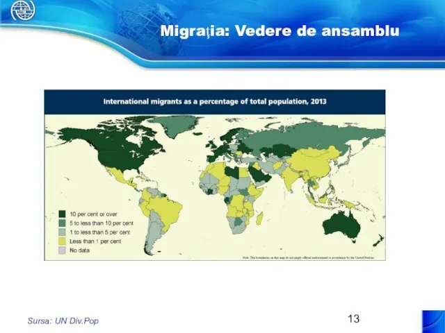 Migraţia: Vedere de ansamblu Sursa: UN Div.Pop