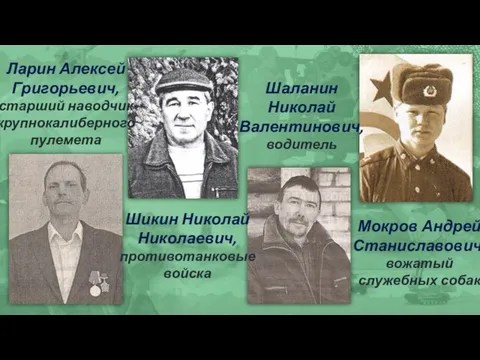 Ларин Алексей Григорьевич, старший наводчик крупнокалиберного пулемета Шикин Николай Николаевич, противотанковые