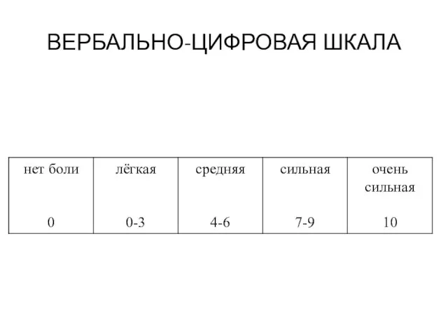 ВЕРБАЛЬНО-ЦИФРОВАЯ ШКАЛА