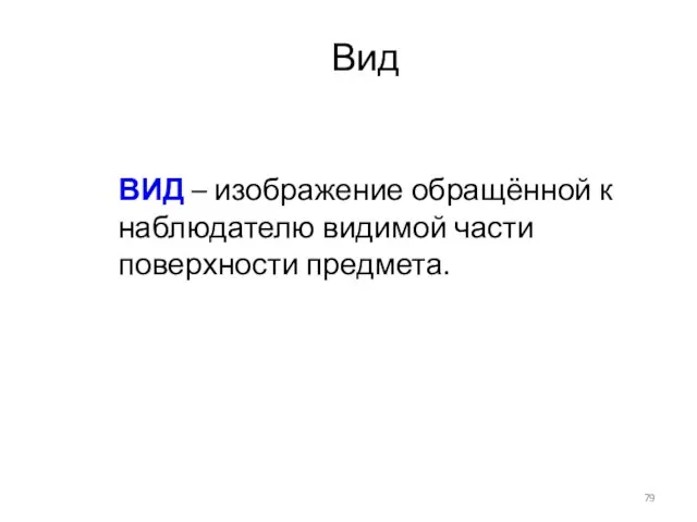 Вид ВИД – изображение обращённой к наблюдателю видимой части поверхности предмета.