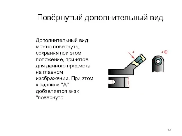 Повёрнутый дополнительный вид Дополнительный вид можно повернуть, сохраняя при этом положение,