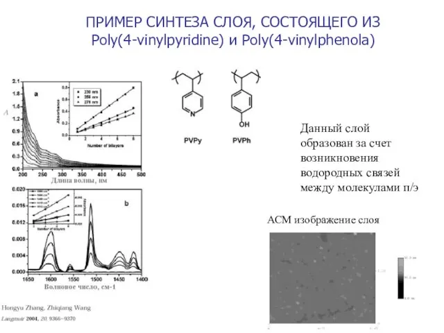 ПРИМЕР СИНТЕЗА СЛОЯ, СОСТОЯЩЕГО ИЗ Poly(4-vinylpyridine) и Poly(4-vinylphenola) АСМ изображение слоя