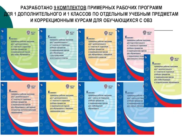 РАЗРАБОТАНО 9 КОМПЛЕКТОВ ПРИМЕРНЫХ РАБОЧИХ ПРОГРАММ ДЛЯ 1 ДОПОЛНИТЕЛЬНОГО И 1