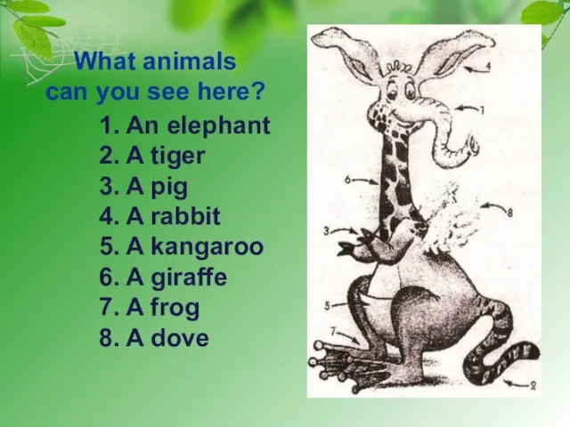 What animals can you see here? 1. An elephant 2. A