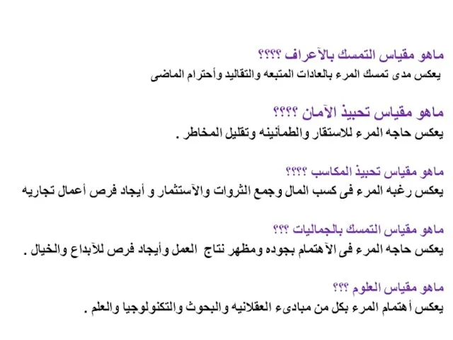 ماهو مقياس التمسك بالآعراف ؟؟؟؟ يعكس مدى تمسك المرء بالعادات المتبعه