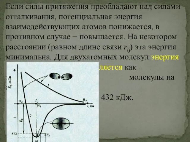 Если силы притяжения преобладают над силами отталкивания, потенциальная энергия взаимодействующих атомов