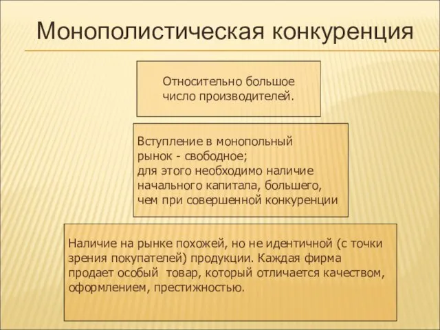 Относительно большое число производителей. Наличие на рынке похожей, но не идентичной