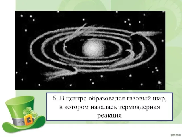 6. В центре образовался газовый шар, в котором началась термоядерная реакция