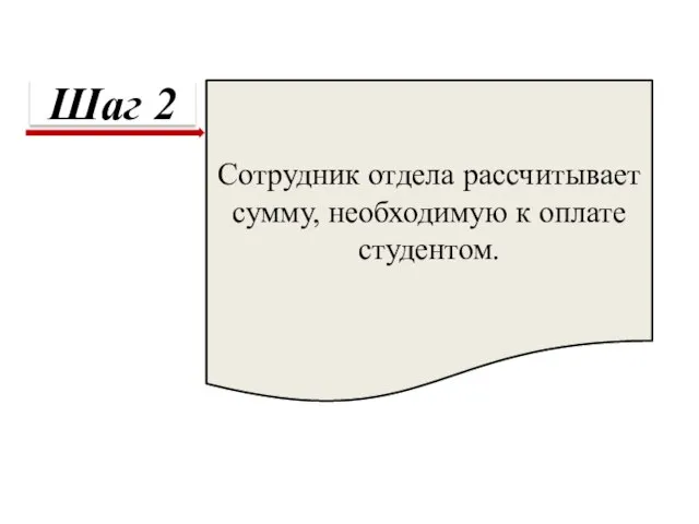 Сотрудник отдела рассчитывает сумму, необходимую к оплате студентом. Шаг 2