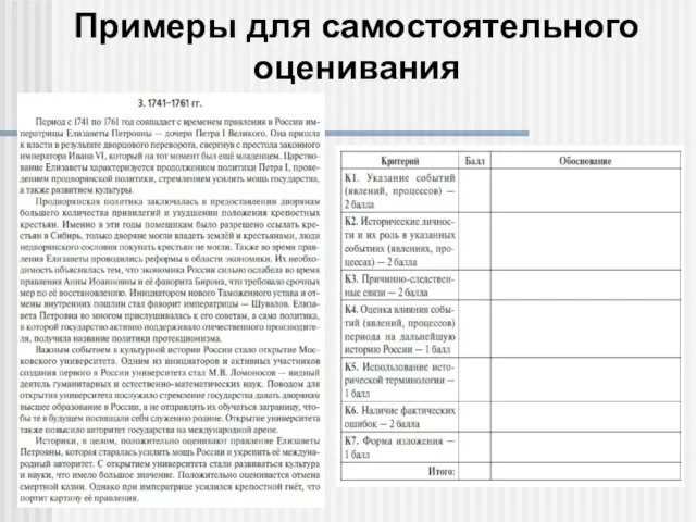 Примеры для самостоятельного оценивания