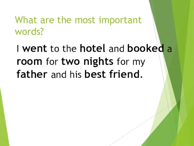 What are the most important words? I went to the hotel