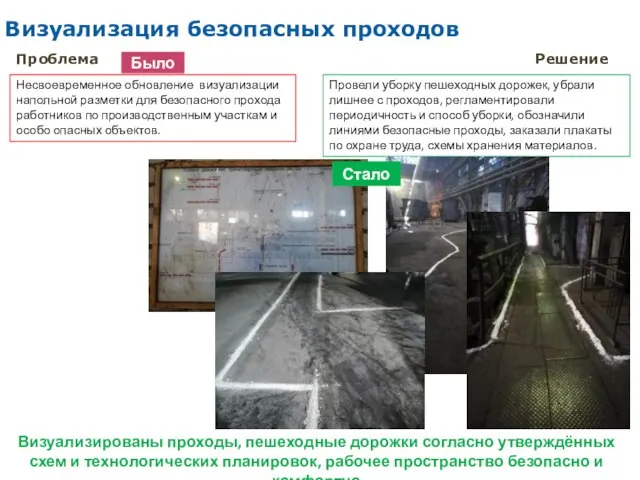 Несвоевременное обновление визуализации напольной разметки для безопасного прохода работников по производственным