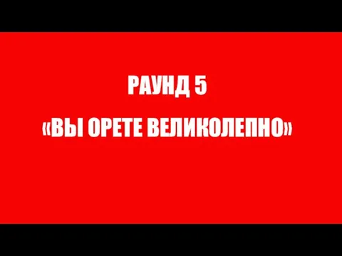 РАУНД 5 «ВЫ ОРЕТЕ ВЕЛИКОЛЕПНО»