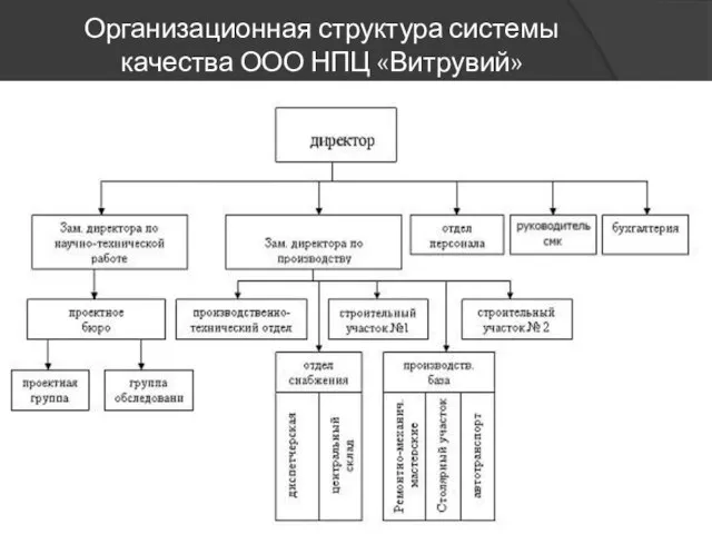 Организационная структура системы качества ООО НПЦ «Витрувий»