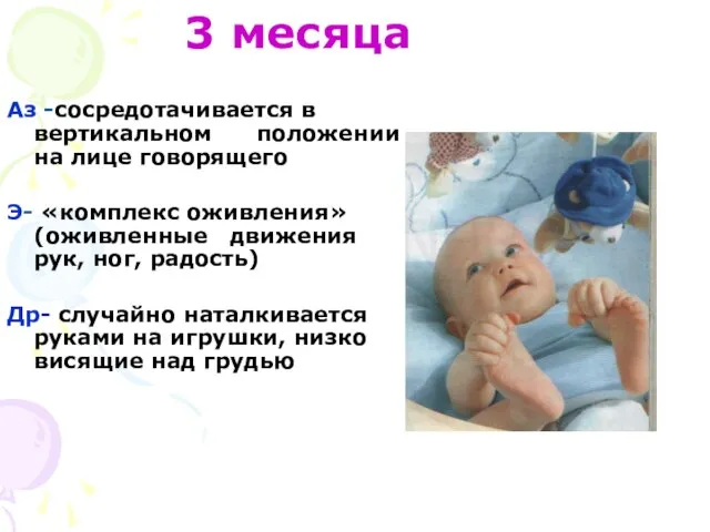 3 месяца Аз -сосредотачивается в вертикальном положении на лице говорящего Э-