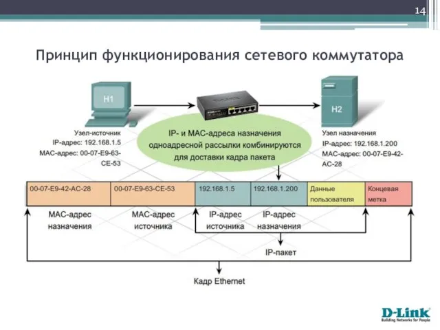 Принцип функционирования сетевого коммутатора