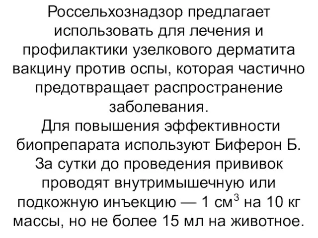 Россельхознадзор предлагает использовать для лечения и профилактики узелкового дерматита вакцину против