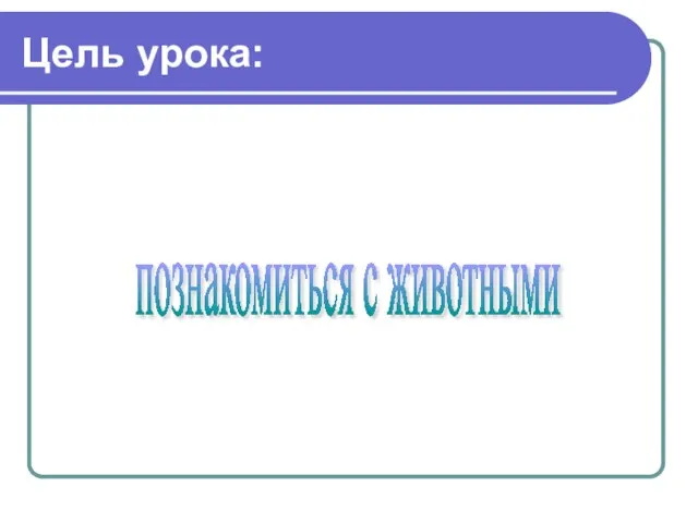 Цель урока: познакомиться с животными