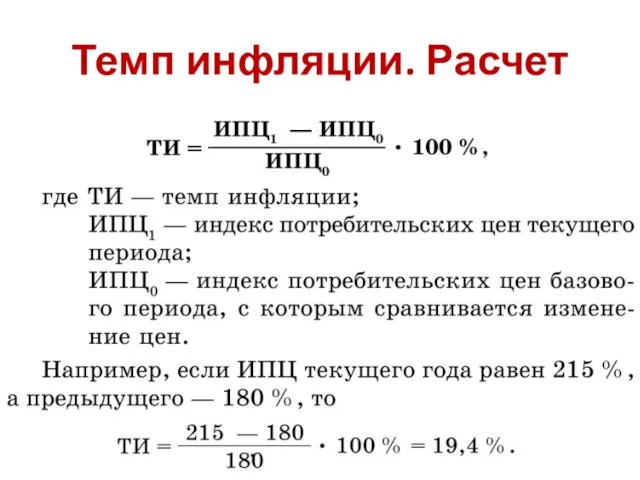 Темп инфляции. Расчет