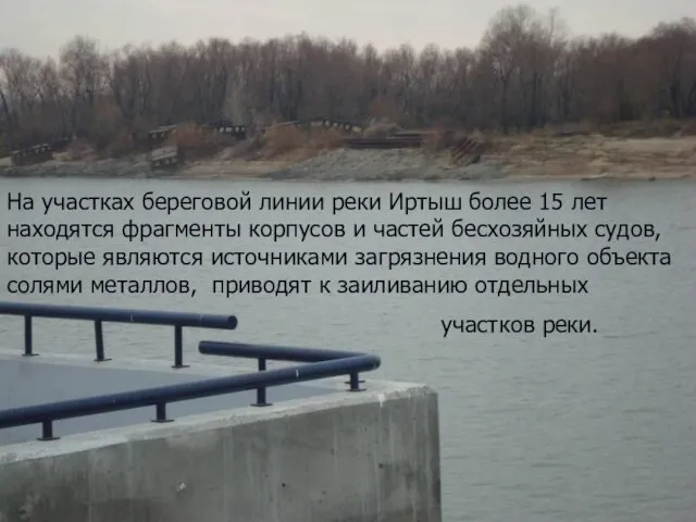 На участках береговой линии реки Иртыш более 15 лет находятся фрагменты