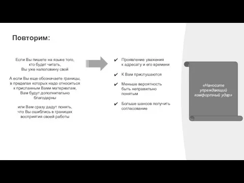 Повторим: «Наносите упреждающий комфортный удар» Если Вы пишете на языке того,