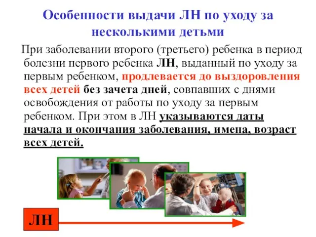 Особенности выдачи ЛН по уходу за несколькими детьми При заболевании второго