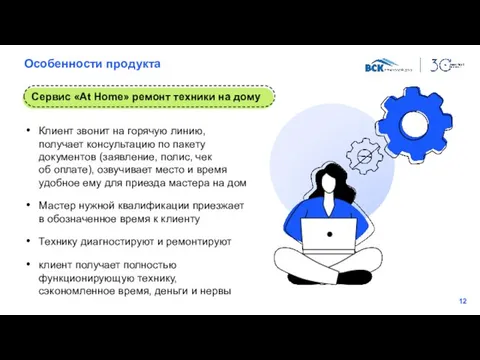 Особенности продукта Клиент звонит на горячую линию, получает консультацию по пакету