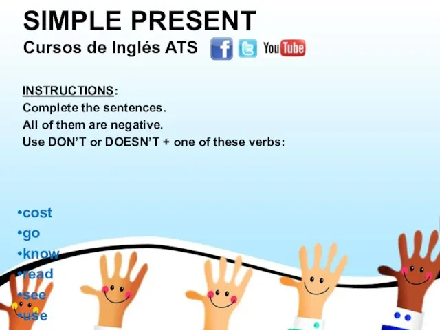 SIMPLE PRESENT INSTRUCTIONS: Complete the sentences. All of them are negative.