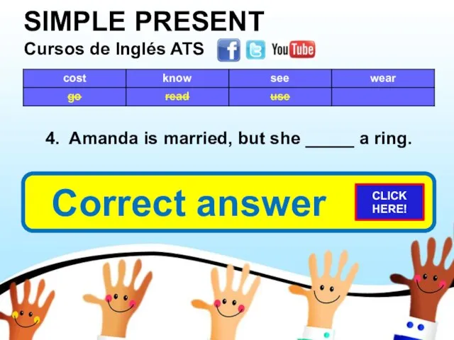 SIMPLE PRESENT Cursos de Inglés ATS 4. Amanda is married, but