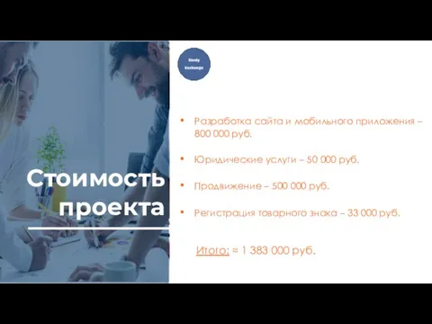 Стоимость проекта Разработка сайта и мобильного приложения – 800 000 руб.