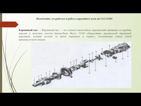 Назначение, устройства и работа карданного вала на ГАЗ 31105 Карданный вал