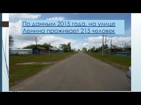 По данным 2015 года, на улице Ленина проживает 215 человек