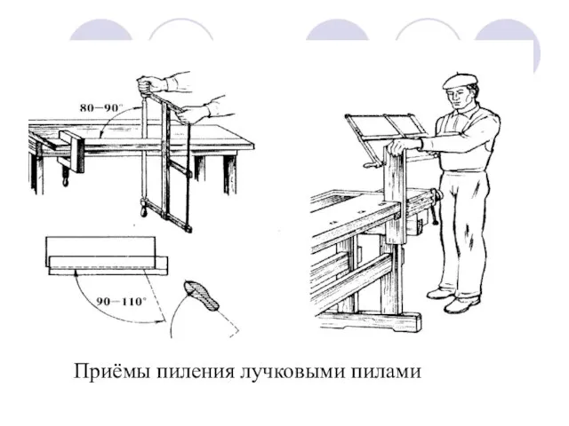 Приёмы пиления лучковыми пилами