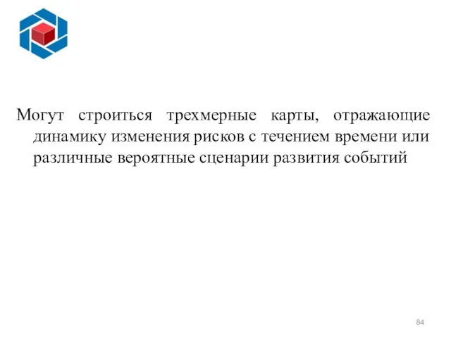 Могут строиться трехмерные карты, отражающие динамику изменения рисков с течением времени