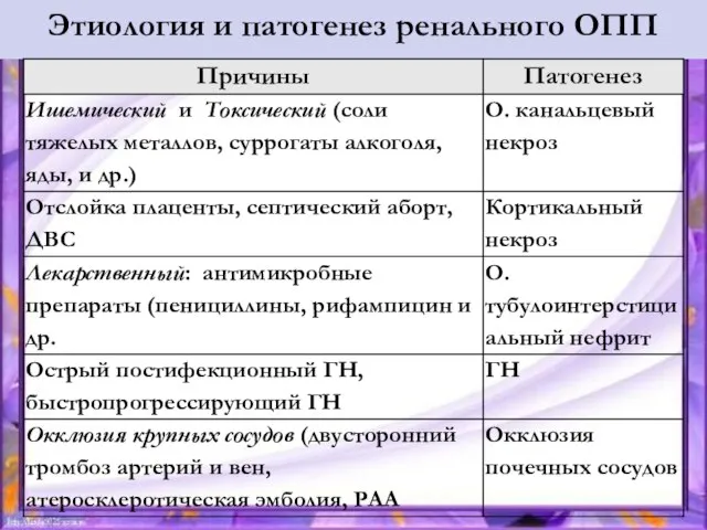 Этиология и патогенез ренального ОПП