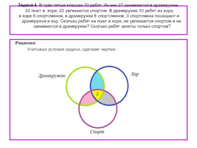 Задача 4. В трёх пятых классах 70 ребят. Из них 27