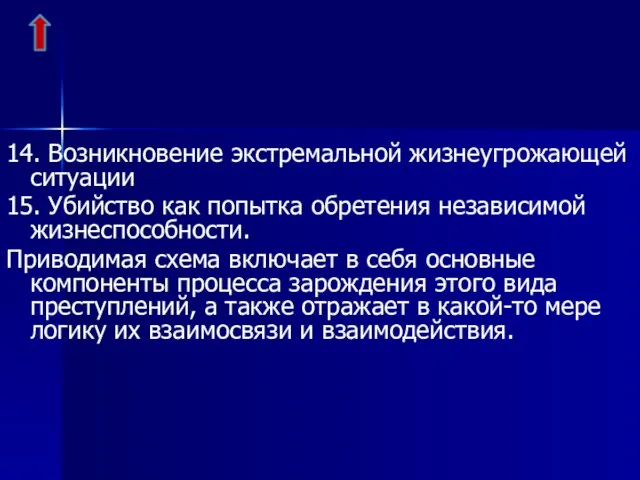 14. Возникновение экстремальной жизнеугрожающей ситуации 15. Убийство как попытка обретения независимой