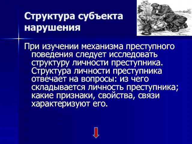 Структура субъекта нарушения При изучении механизма преступного поведения следует исследовать структуру