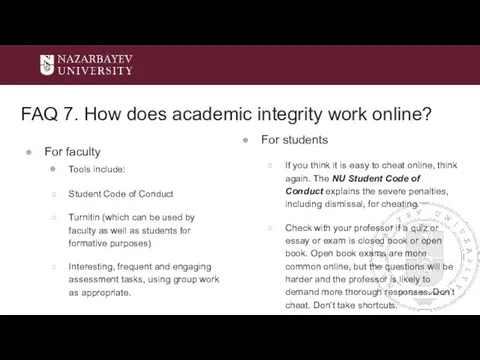 FAQ 7. How does academic integrity work online? For faculty Tools