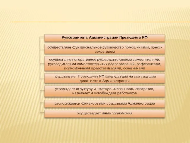 Руководитель Администрации Президента РФ осуществляет функциональное руководство помощниками, пресс-секретарем осуществляет оперативное